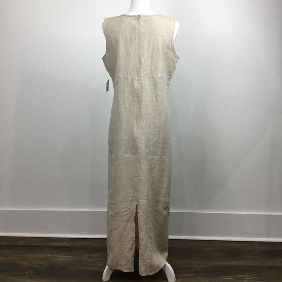 PURE Linen Solutions NYC Maxi Dress In Flax Color SZ M - Picture 3 of 8